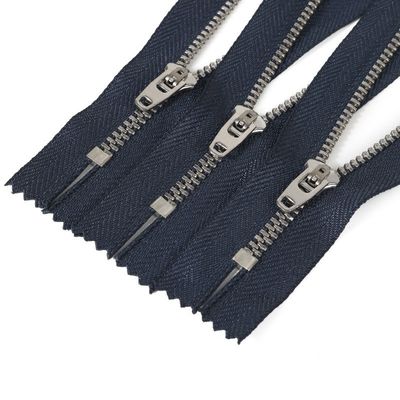 Siyah Brass Jean Fermuar, Yarım Otomatik Kilitli Kaydırıcı Metal Fermuar