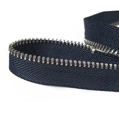 Siyah Brass Jean Fermuar, Yarım Otomatik Kilitli Kaydırıcı Metal Fermuar